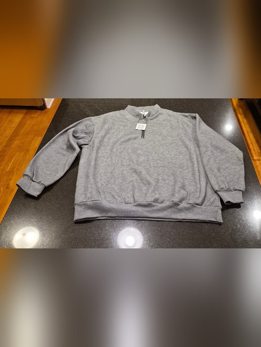 Fkeep Womens's Heather Gray Half-Zip Mock Neck Sweater, Size 2XL